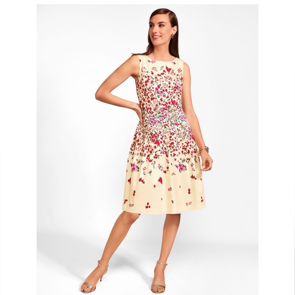 rsvp by Talbots Rose Garden Fit & Flare Midi Dress 14W Pockets Cotton